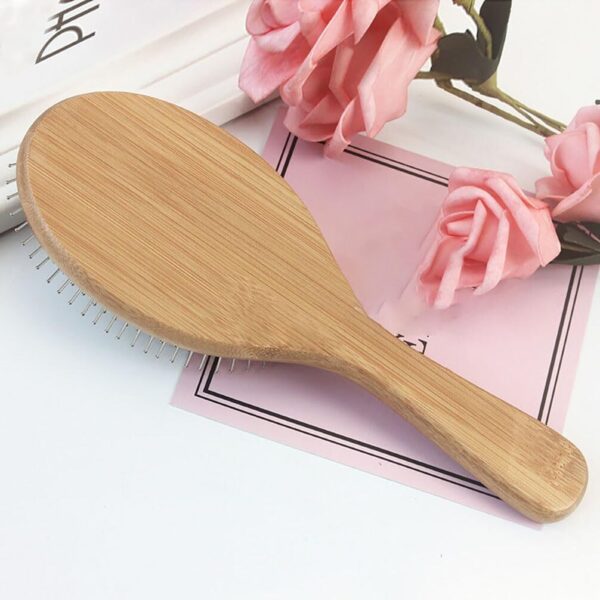 Wooden Paddle Detangling Brush Metal Bristle Hair Brush for Women and Men, Anti-Frizz Styling Hairbrush Comb for Curly Fine Wavy Normal Hair, Scalp Massage Brush, Wet or Dry Use - Image 9