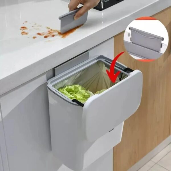 7/10L Wall Mounted Trash Can Household Galley Waste Bin Hanging Bathroom Trash Can with Lid Food Garbage Bin Kitchen Accessories - Image 4