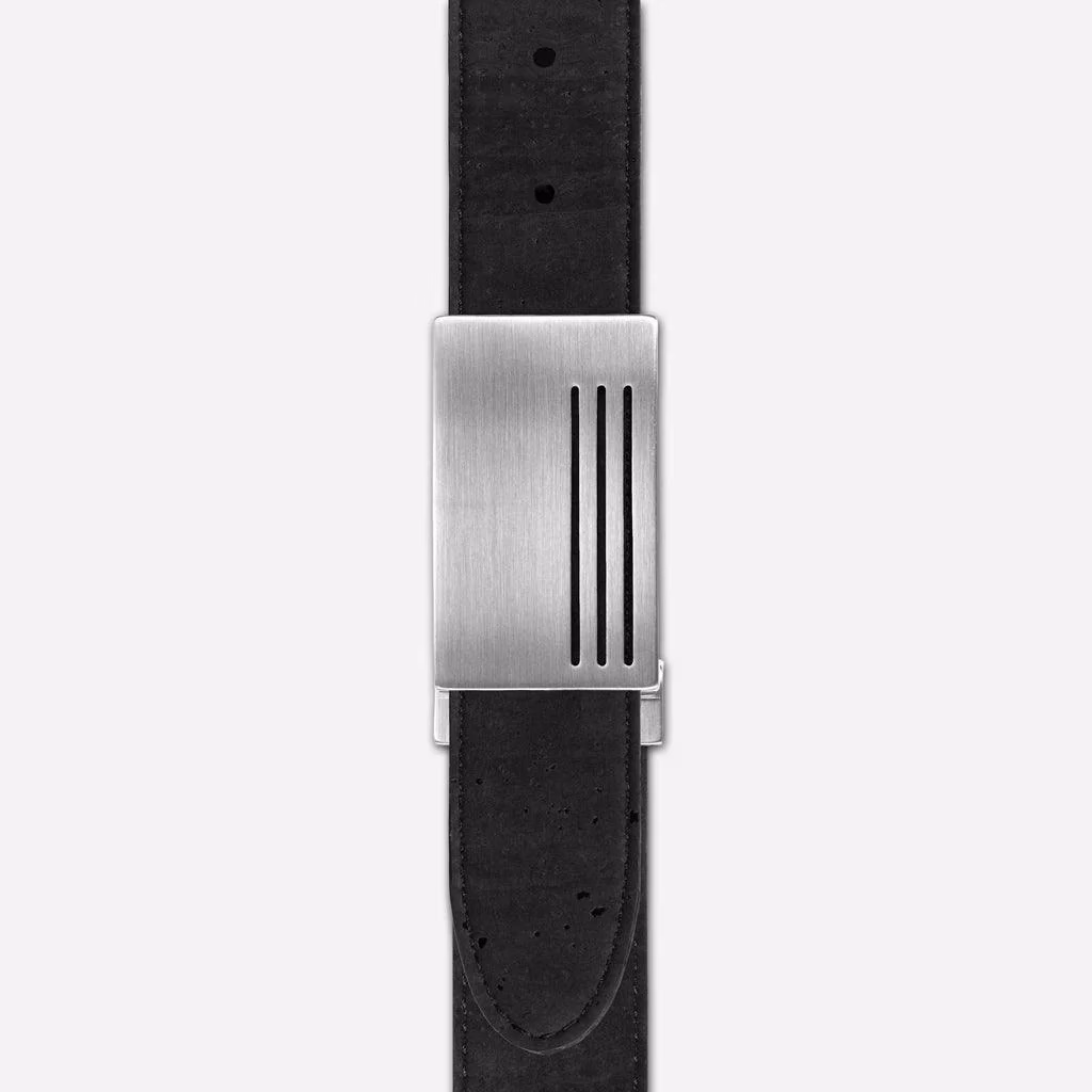 Reversible Vegan Cork Leather Belt with Plaque Buckle 35 Mm (1 3/8") - Image 4