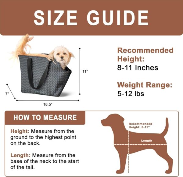 Luxury Woven Dog Purse Carrier - Cozy Vegan Faux Leather, Secure Harness Clip, Black Tote Bag for Small Dogs and Puppies - Image 2