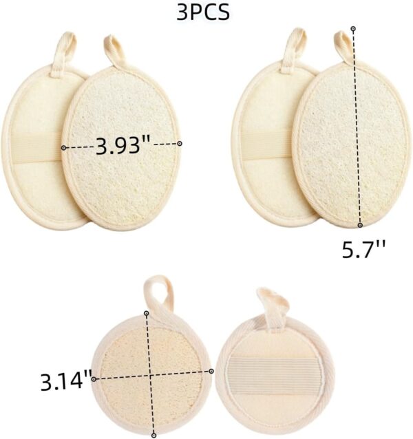 Exfoliating Loofah Pads,Made with Eco-Friendly and Biodegradable Shower Luffa Sponge Package (3Pcs) - Image 3