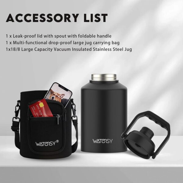 Reusable 1 Gallon Water Bottle Insulated(Cold for 48 Hrs),Bpa Free&Leak Proof,128Oz Stainless Steel Water Jug,Big Thermo,Large Water Bottle with Handle for Gym,Hiking,Camping&Travel,Black - Image 6