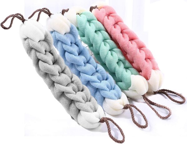 4 Packs Eco Friendly Long Stretch Body Sponge with Rope Handles Back Scrubber