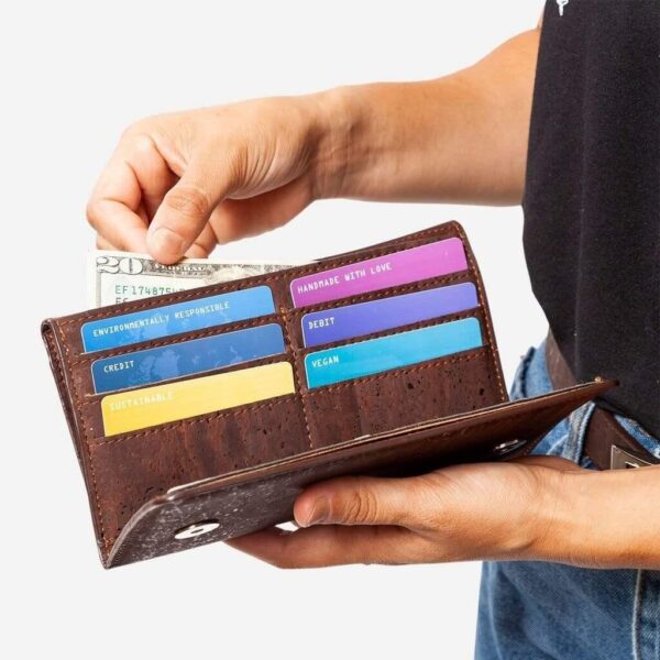 Women Vegan Cork Leather Wallet Slim - Image 3