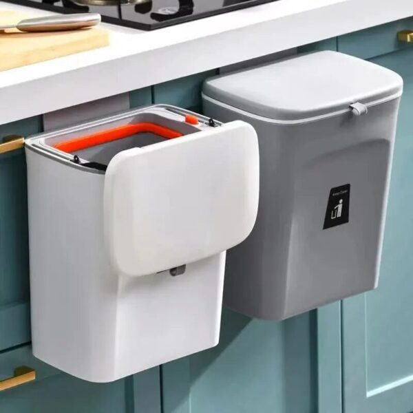 7/10L Wall Mounted Trash Can Household Galley Waste Bin Hanging Bathroom Trash Can with Lid Food Garbage Bin Kitchen Accessories - Image 2