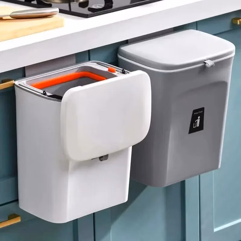 7/10L Wall Mounted Trash Can Household Galley Waste Bin Hanging Bathroom Trash Can with Lid Food Garbage Bin Kitchen Accessories - Image 2