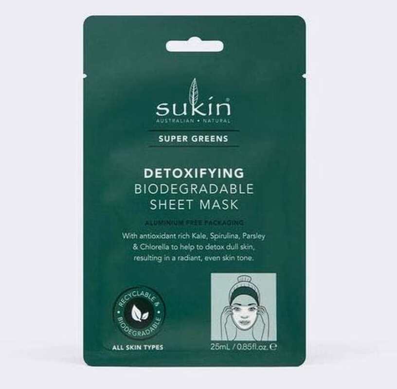 3 Pack of Super Greens Detoxifying Biodegradable Sheet Mask 25Ml