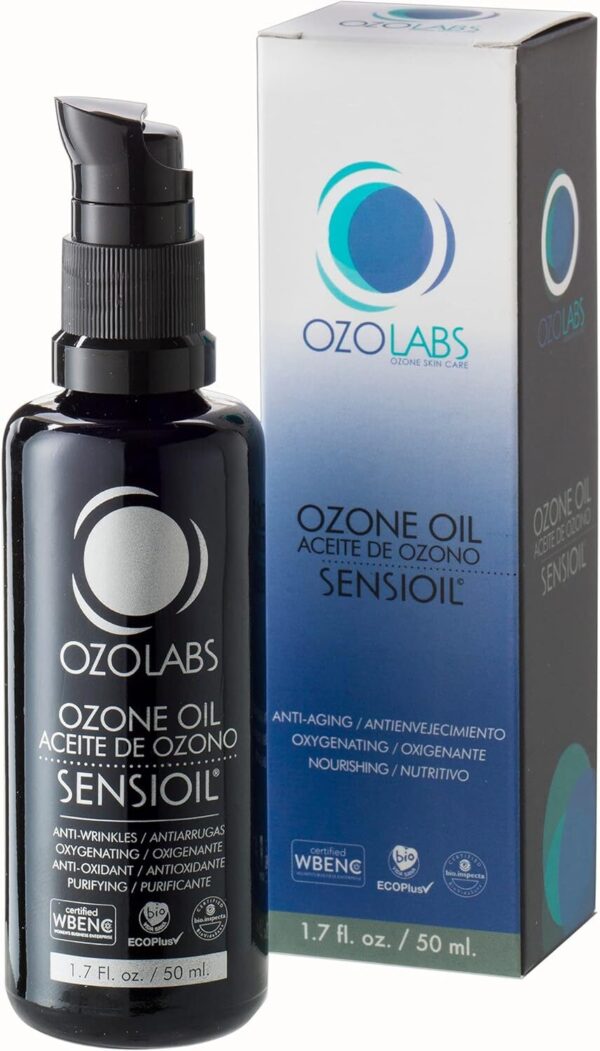 OZOLABS OZONATED OIL - SENSIOIL© | Certified Organic Ozonated Olive Oil & Ozonated Sunflower Oil | Deep Hydration & Skin Regeneration | ISO 9001 | 1.7 Fl. Oz.