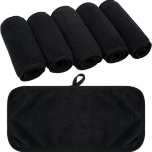 Reusable Makeup Remover Cloths Soft Microfiber Face Cleansing Cloth Magically Remove Cosmetics Only with Water (6, Black)