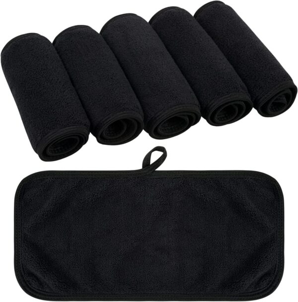 Reusable Makeup Remover Cloths Soft Microfiber Face Cleansing Cloth Magically Remove Cosmetics Only with Water (6, Black)