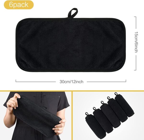 Reusable Makeup Remover Cloths Soft Microfiber Face Cleansing Cloth Magically Remove Cosmetics Only with Water (6, Black) - Image 2
