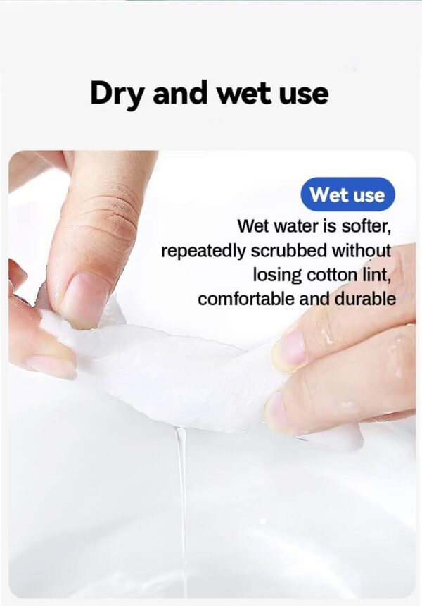 Soft and Dry Wipe, 100% Cotton, Disposable Face Towel, Lint Free (Count 100) x 3 - Image 6