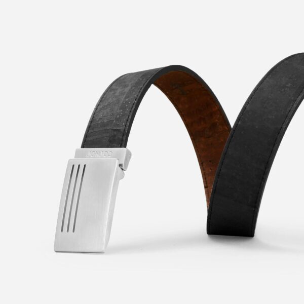 Reversible Vegan Cork Leather Belt with Plaque Buckle 35 Mm (1 3/8") - Image 3