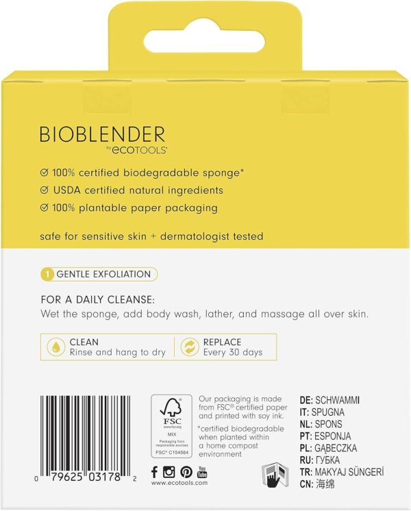 Eco Tools Bioblender by Body Cleansing Sponge, Purple - Image 3