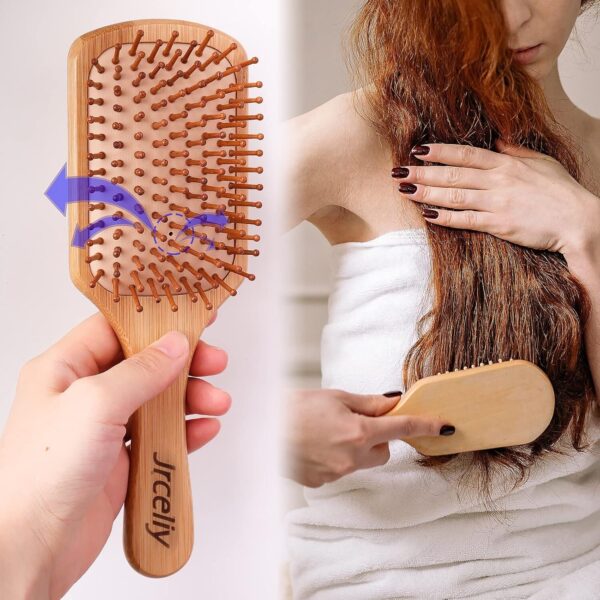 3PCS Bamboo Hair Brush Set,Natural Wooden Brush for Women, Madam, Paddle Detangling Brush for Dry/Curly/Thick/Thin/Straight Hair - Image 8