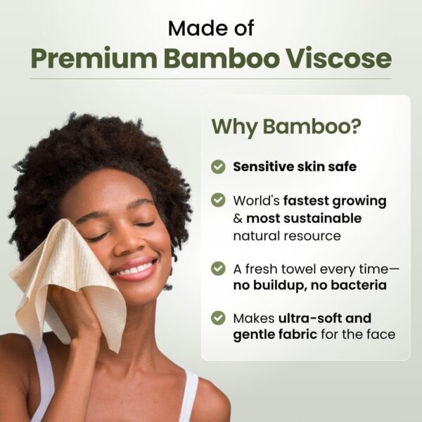 Bamboo Viscose Clean Towels XL™, 100% USDA Biobased Face Towel, Disposable Face Towelette, Makeup Remover Dry Wipes, Ultra Soft, 50 Ct, 1 Pack - Image 3