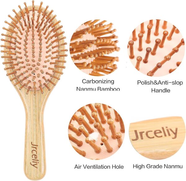 3PCS Bamboo Hair Brush Set,Natural Wooden Brush for Women, Madam, Paddle Detangling Brush for Dry/Curly/Thick/Thin/Straight Hair - Image 7
