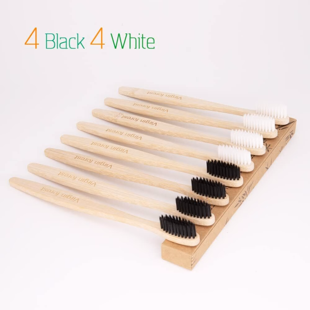 Bamboo Toothbrushes, 8 Pcs Soft Bristle Toothbrush, Eco-Friendly Toothbrushes, Biodegradable Toothbrushes, Natural Wooden Toothbrush, Charcoal Toothbrushes - Image 5