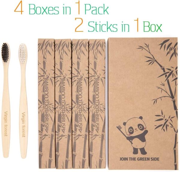 Bamboo Toothbrushes, 8 Pcs Soft Bristle Toothbrush, Eco-Friendly Toothbrushes, Biodegradable Toothbrushes, Natural Wooden Toothbrush, Charcoal Toothbrushes - Image 6