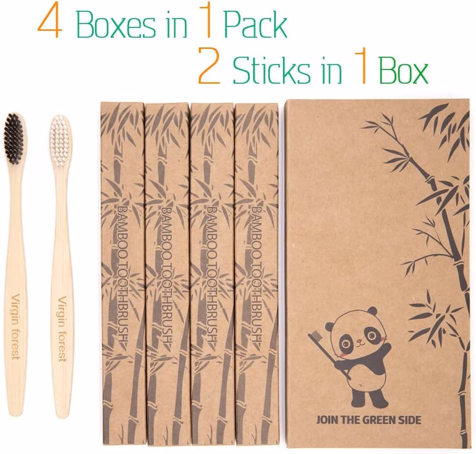 Bamboo Toothbrushes, 8 Pcs Soft Bristle Toothbrush, Eco-Friendly Toothbrushes, Biodegradable Toothbrushes, Natural Wooden Toothbrush, Charcoal Toothbrushes - Image 6