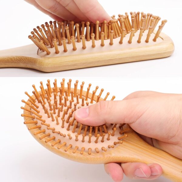3PCS Bamboo Hair Brush Set,Natural Wooden Brush for Women, Madam, Paddle Detangling Brush for Dry/Curly/Thick/Thin/Straight Hair - Image 4