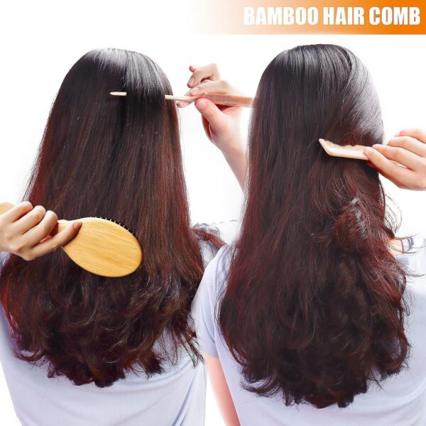 3PCS Bamboo Hair Brush Set,Natural Wooden Brush for Women, Madam, Paddle Detangling Brush for Dry/Curly/Thick/Thin/Straight Hair - Image 9