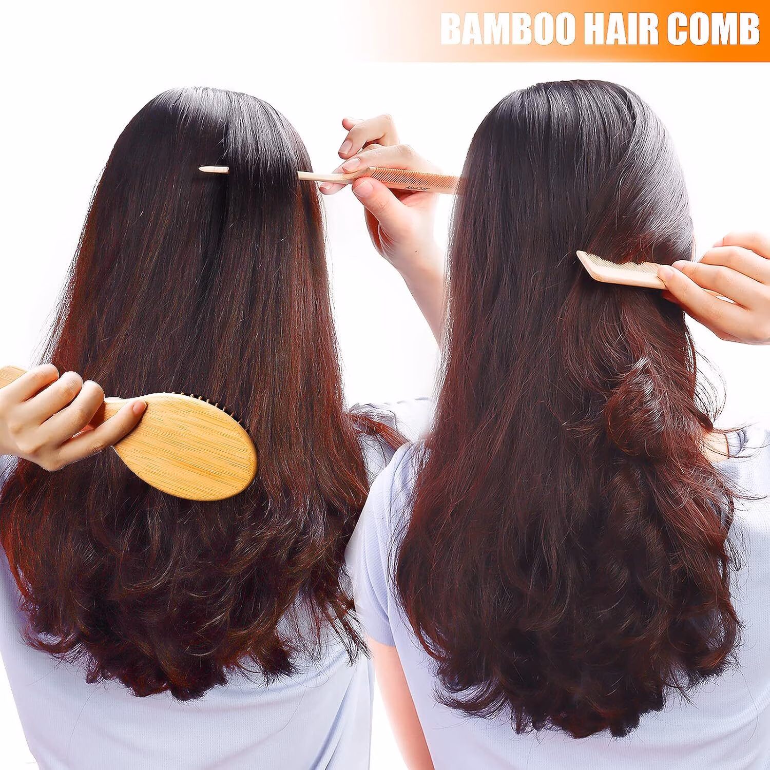 3PCS Bamboo Hair Brush Set,Natural Wooden Brush for Women, Madam, Paddle Detangling Brush for Dry/Curly/Thick/Thin/Straight Hair - Image 9