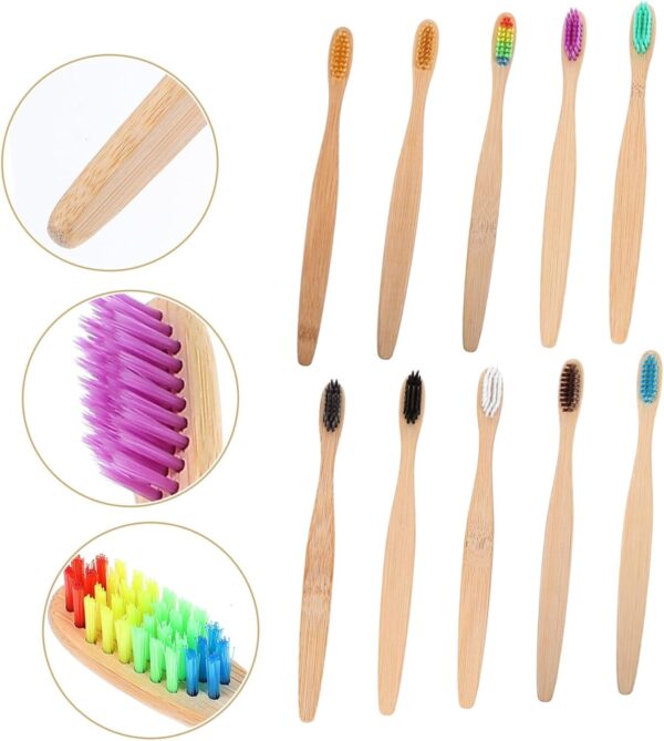Bamboo Wood Toothbrush Set 6 Toothbrushes Soft Bristles Family Pack - Image 6