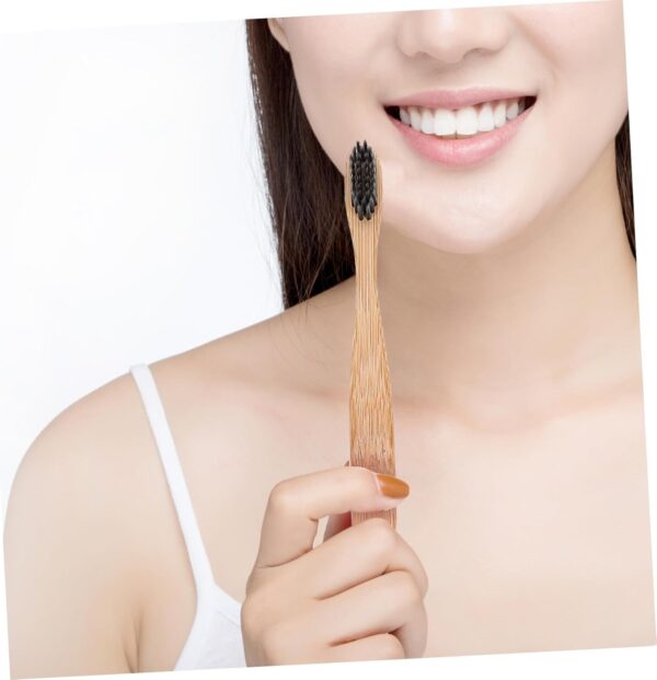 Bamboo Wood Toothbrush Set 6 Toothbrushes Soft Bristles Family Pack - Image 4