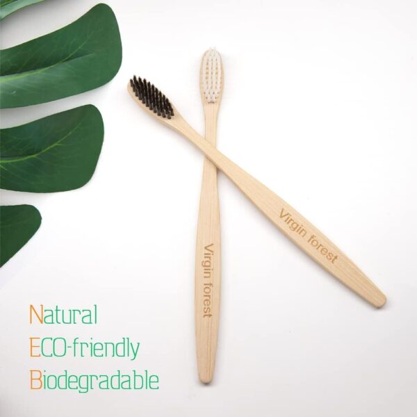 Bamboo Toothbrushes, 8 Pcs Soft Bristle Toothbrush, Eco-Friendly Toothbrushes, Biodegradable Toothbrushes, Natural Wooden Toothbrush, Charcoal Toothbrushes - Image 2