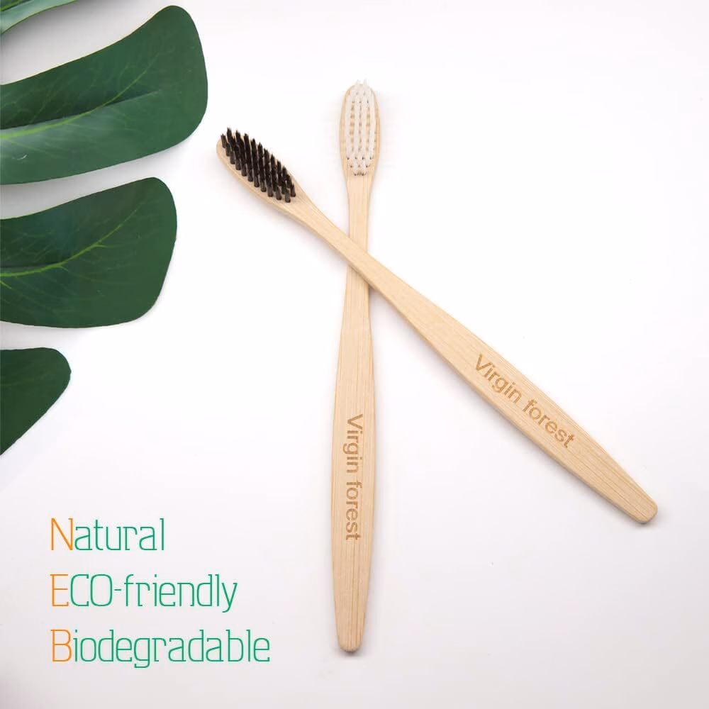 Bamboo Toothbrushes, 8 Pcs Soft Bristle Toothbrush, Eco-Friendly Toothbrushes, Biodegradable Toothbrushes, Natural Wooden Toothbrush, Charcoal Toothbrushes - Image 2