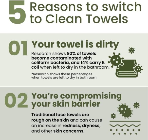 Bamboo Viscose Clean Towels XL™, 100% USDA Biobased Face Towel, Disposable Face Towelette, Makeup Remover Dry Wipes, Ultra Soft, 50 Ct, 1 Pack - Image 6
