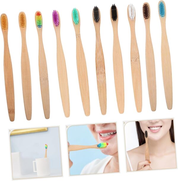 Bamboo Wood Toothbrush Set 6 Toothbrushes Soft Bristles Family Pack - Image 5