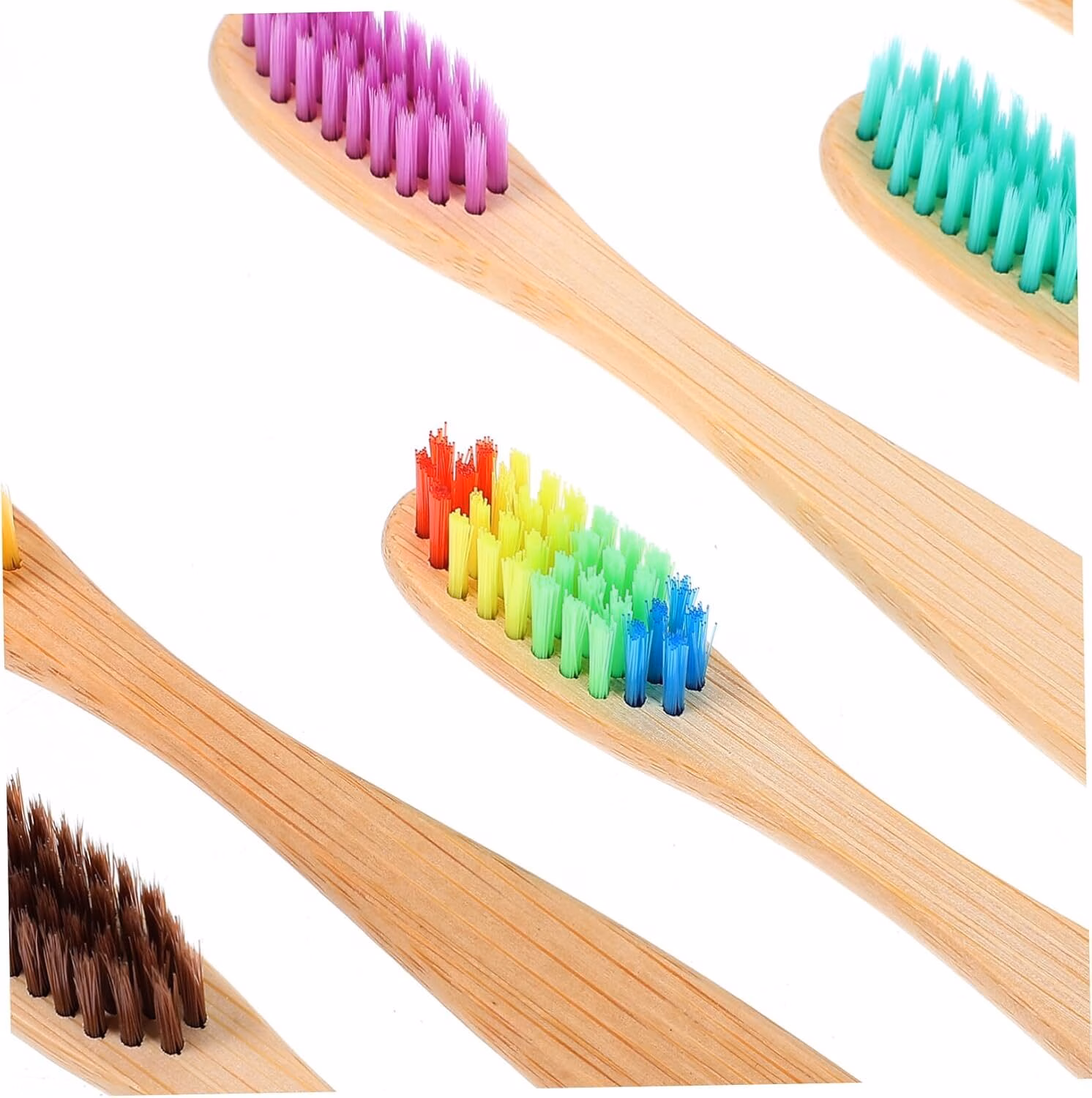 Bamboo Wood Toothbrush Set 6 Toothbrushes Soft Bristles Family Pack - Image 8
