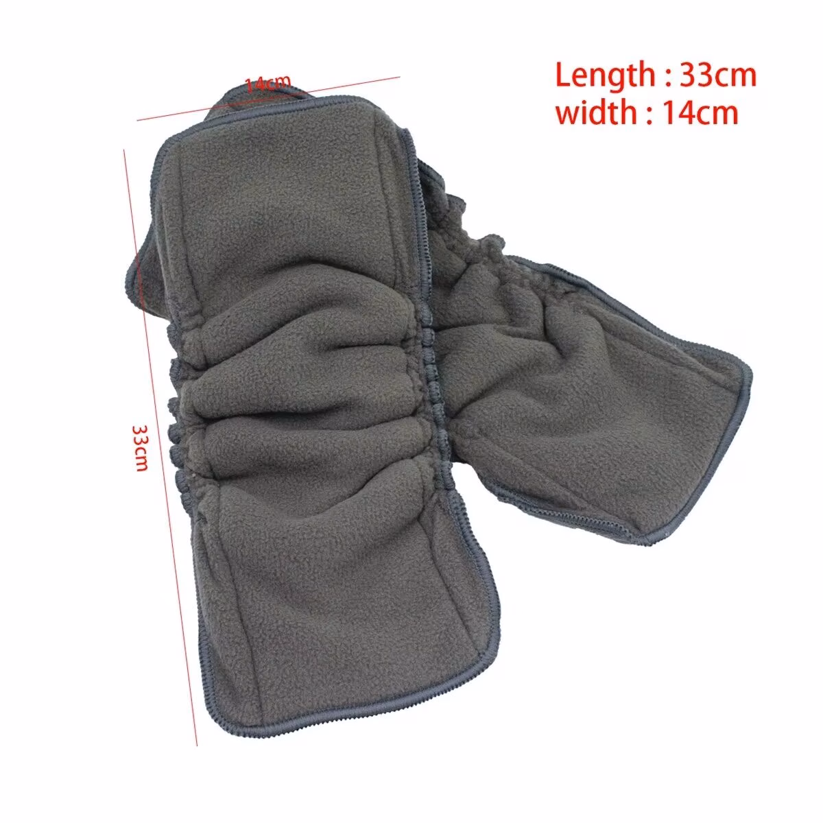 Charcoal Bamboo Double Gussets Inserts 35*13.5Cm 5Layers Bamboo Charcoal Microfiber Fabric Diaper Liner Use with Baby Nappy - Image 2