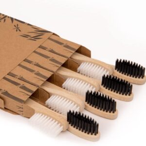 Bamboo Toothbrushes, 8 Pcs Soft Bristle Toothbrush, Eco-Friendly Toothbrushes, Biodegradable Toothbrushes, Natural Wooden Toothbrush, Charcoal Toothbrushes