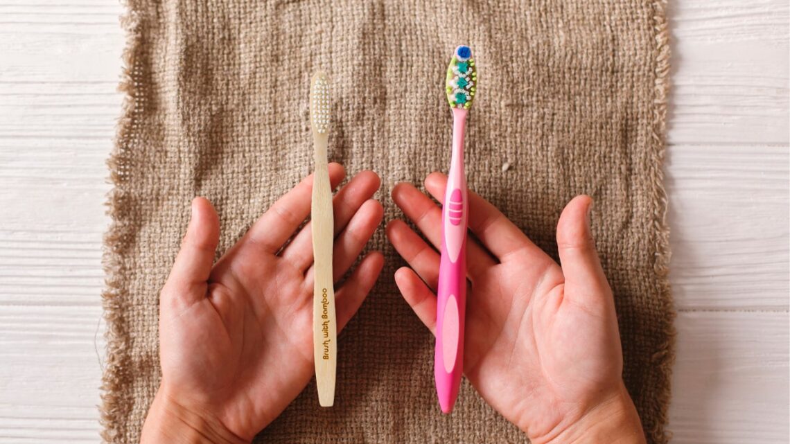 wooden toothbrush vs plastic toothbrush - Go Sustainable