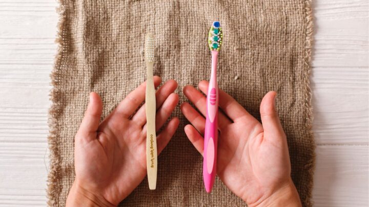 wooden toothbrush vs plastic toothbrush - Go Sustainable
